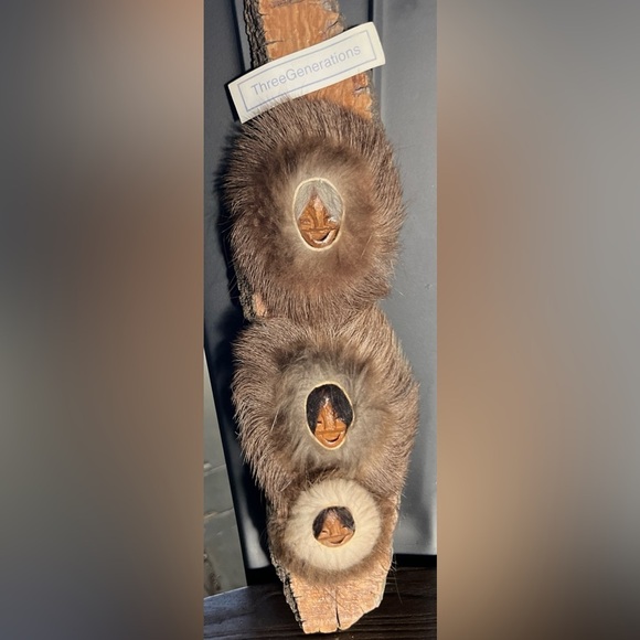 Black Cottonwood Bark Carving Spirit Masks 3 Generations Signed  David L Hendren - Picture 1 of 6